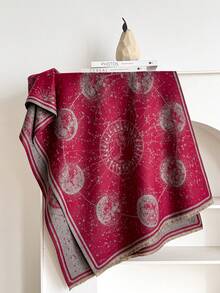 1pc Faux Cashmere Design Planet Pattern Jacquard Warm Scarf For Women, Air Conditioning Room Blanket, Autumn/Winter Outdoor Travel Cold Protection Neck Warmer, Soft Decorative Scarf Shawl Dual-Use, Suitable For Daily Matching, First Choice For Gifts - Multicolor - View 7