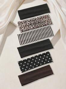 6/1pc Y2K Retro Leopard Print Polka Dot Striped Women's Sports Headband, Suitable For Daily Life, Street Dance And Sports Hair Accessory - Multicolor - View 5