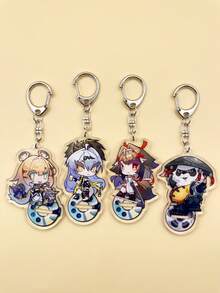 1pc/4pcs Aesthetic Gaming Anime Acrylic Keychains, Popular Strategy Mobile Game Cute Chibi Standee Pendant 2-In-1 Art Series, 2D Chibi Aesthetic And Mobile Game Character Enthusiast Gift - Multicolor - View 5