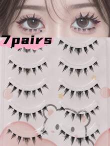 Snake Series Cold Beauty Thick Lower Eyelashes, One-Piece Natural Realistic Transparent Stem Manga Slouchy Style Short Lower False Eyelashes, 1 Box 5 Pairs - Black - View 4