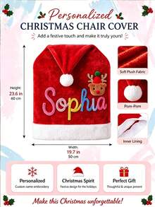 Customized Christmas Chair Covers, Personalized Name Chair Decor, Unique Holiday Gift, Christmas Home Decor, Family Party Accent, Christmas Party Table Decor - Multicolor - View 8