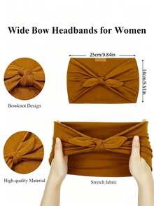 1pc Wide Rabbit Ear Headband For Women, Cute Sweet Girl Solid Color Hairband, Back To School Season Simple Elastic Knotted Bow Hair Accessory - Multicolor - View 7