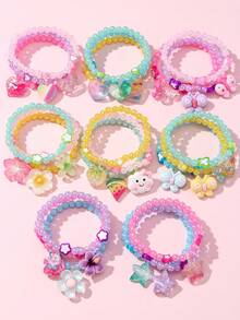 24pcs Kids Beaded Bracelet Gift Box Set, Girls Jewelry For Daily Holiday Party Birthday Gift - Multicolor - View 5