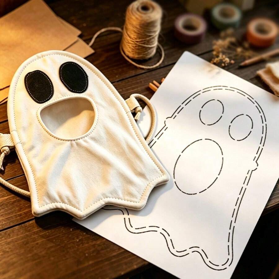 1pc Lovely Ghost Quilting Template DIY Ghost Candy Pouch Sewing Template, Reusable PET Template, Suitable For Handmade Tracing And Quilting, Patchwork Template For Positioning And Drawing, Cutting Tool For Halloween Handicraft Enthusiasts