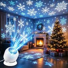 USB Christmas Snowflake Projection Light & Holiday Decorative Night Light, Flat 360° Rotating, Non-Slip Base, Stage Decoration, Equipped With Snowflake Pattern To Create Snowy Atmosphere-Easy Operation, Perfect Holiday Choice. Christmas, Halloween, Thanksgiving, Birthday Gift - Snowflake Projector Light - View 3