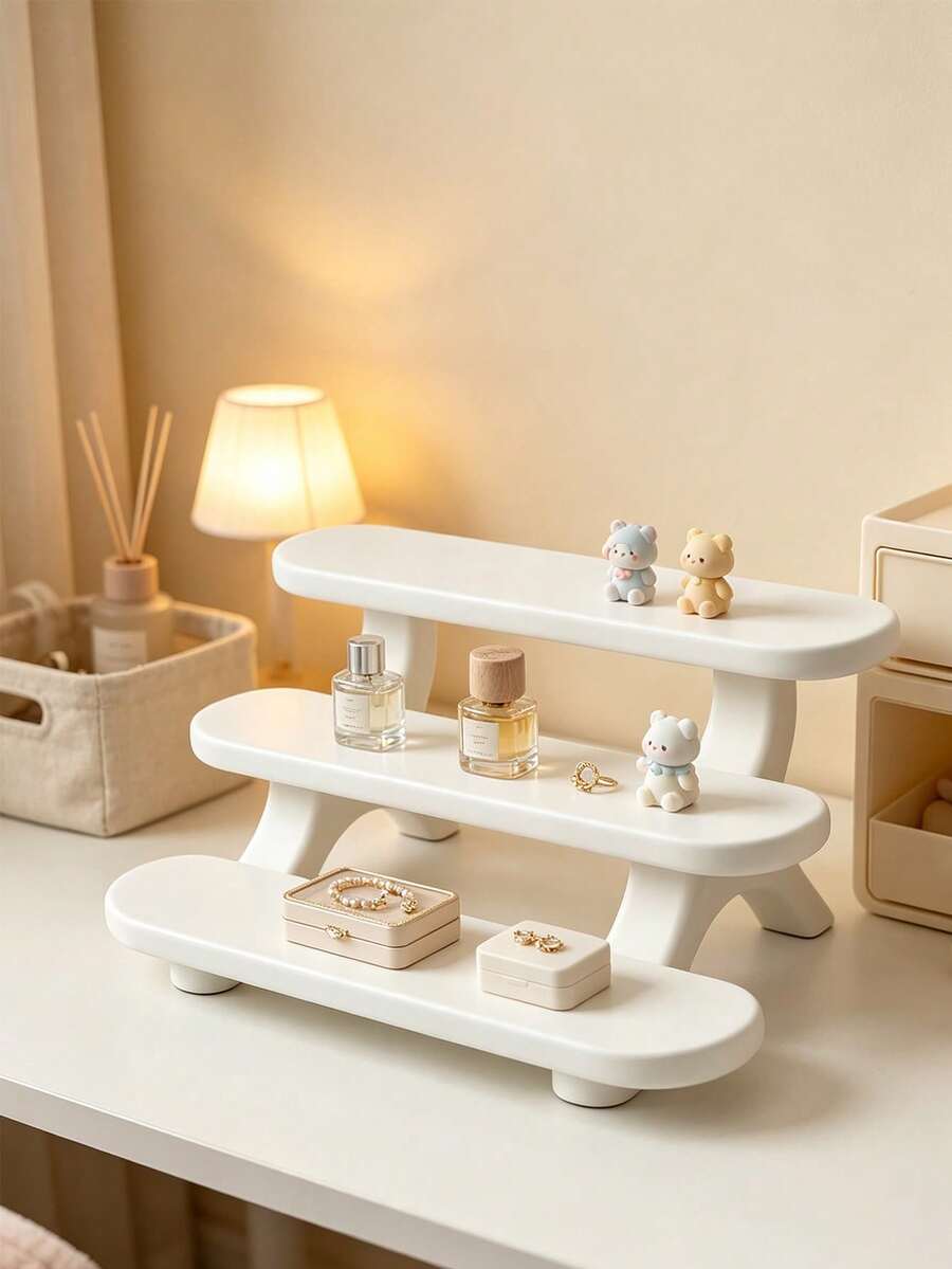 3-Tier Countertop Display Stand,Countertop Organizer, Small Plastic Tiered Organizer Rack For Bathroom Vanity, Makeup, Perfume, Nail Polish, Skincare Samples, Desk Stationery, Mini Figures And Collectibles,Birthday Gift,Christmas Gift - Multicolor - View 1