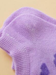 10 Pairs Baby Heart Polka Dot Boat Socks, Cute Soft Solid Color Socks Suitable For Infants And Toddlers Daily Wear - Mauve Purple - View 3