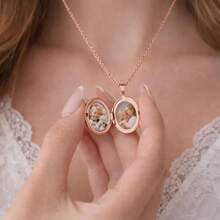 Personalized Photo Engraving Letter Locket Necklace, Photo Locket Necklace, Waterproof Pendant, Opening Locket, Gift For Mom - Multicolor - View 7