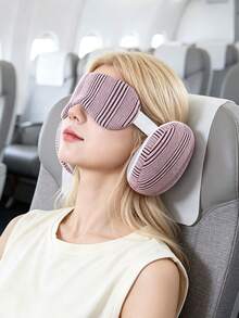 Striped Portable Travel Eye Mask With Storage Box, Soft Breathable Sleep Mask, Unisex, Adjustable Strap Light-Blocking Eye Mask, Suitable For Airplane Naps And Nighttime Sleep - Multicolor - View 2