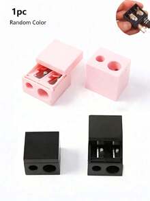 1pc Random Color Double Hole Square Makeup Pencil Sharpener, Eyebrow Pencil Sharpener, Compact Pencil Sharpener, Giveaways, Travel, Cheap Stuff, Travel Essential - Multicolor - View 8