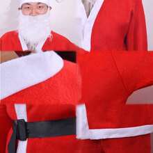 1set Red Felt Cosplay Christmas Costumes, Unisex Adult Size Free Disposable Santa Claus Costume Drawstring Men Santa Outfit Suit For Decor Outdoor - Red - View 4