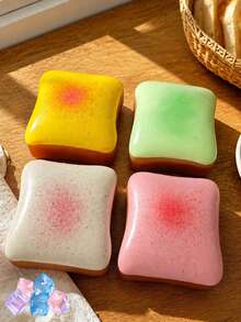 1pc Soft Toast Bread Squeeze Toy, Stress Relief, Birthday Holiday Gift, Creative Desktop Decoration, Party Favor, Spring Summer Season, Ultra Soft Butter Toast, Relaxing Mind And Body, Aesthetic - View 6