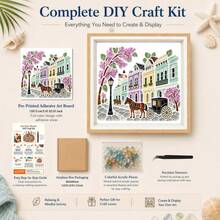 1pc Sea Glass Acrylic Mosaic DIY Kit, Ocean House Pattern, No Glue Needed, With Frame, Handmade Mosaic Art, Living Room Bedroom Desktop Decoration, Commemorative Handmade Gift For Friends - G - View 9