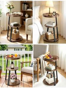 3-Tier Round Side Table, Multi-Layer Sofa Corner Small Coffee Table, Living Room Bedroom Side Storage Table, Multi Color Tabletop Optional - Multicolor - View 6