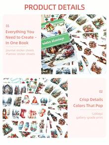 DanSoul 20pcs Large Christmas Stickers, Pre-Cut Matte PET Stickers For Scrapbooking, Collage, Bullet Journal, Planner, Art Crafts - Winter Joy - View 8