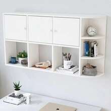 Estante Flotante De Pared Para Libros, Estantería Organizadora Blanca Con Puertas Y Estantes Abiertos, Mueble De Pared Multifuncional Para Dormitorio, Sala Y Oficina, Ahorro De Espacio - Blanco - Ver 10