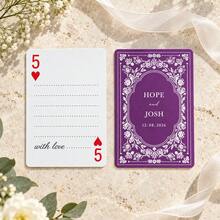 1pc Personalized Custom Name Date Wedding Poker Cards, Vintage Black Floral Back Playing Cards, Wedding Favor Gift For Couples, Party Game Home Decor - Multicolor - View 20