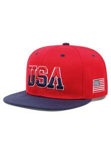 1pc Fashion Creative Baseball Cap, American Embroidery Street Hip Hop Hat, Skateboard Hat, Outdoor Adjustable Decorative Sun Hat, Unisex Flat Brim Cap - USA - View 14