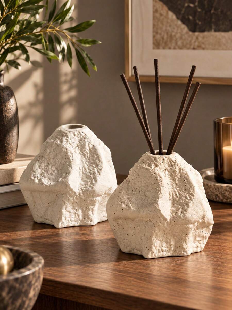 Rock-Shaped Reed Diffuser Bottle, Decorative Aroma Diffuser Base, Minimalist Home Decor, Suitable For Bedroom, Bathroom, Living Room And Office - Rock - View 1