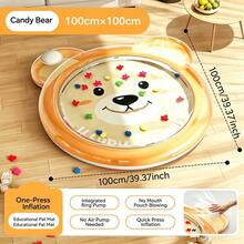 1pc Round Inflatable Water Play Mat With Mirror, PVC Material Toddler Water Play Mat, Cartoon Water Mat, Encourages Activity And Sensory Development - Multicolor - View 13