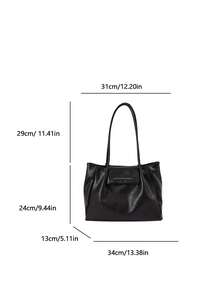 Fashionable And Minimalist Coffee Colored PU Material Women's Tote Bag, Minimalist And High-End Hardware Large Capacity Shoulder Bag/Commuting Bag - Coffee Brown - View 5