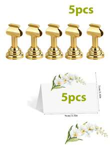 1/3/6pcs Table Number Card Holders, Premium Gold Metal Name Card Holders, Wedding Party Tabletop Decoration Card Holders - Gold - View 6