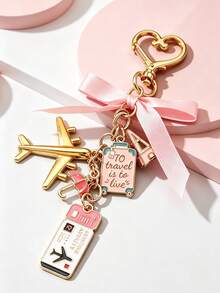 1pc Exquisite Cute Airplane, Travel Bag Pendant Keychain, Bag Accessory, Creative Personalized Bag Decoration - Multicolor - View 7