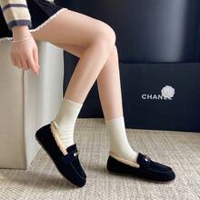 Suede Bow Loafers, Vintage Commuter Flat Shoes, Soft Sole Comfortable Slip-On Shoes, Versatile Daily Women's Shoes - Black - View 6