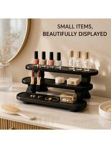 3-Tier Countertop Display Rack, Small Plastic Tiered Storage Organizer, Suitable For Bathroom Vanity, Cosmetics, Perfume, Nail Polish, Skincare Samples, Desktop Stationery, Mini Figurines And Collectibles, Garden Decor - A - View 6