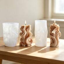 1pc Artistic Wavy Pleated 3D Candle Silicone Mold, Abstract Streamlined Texture Aromatherapy Candle Making Mold, Handmade DIY Fragrance Decor, Suitable For Resin, Plaster, Handmade Soap, Soft And Easy To Demold, Home Soft Decoration, Self-Made Atmospheric Desktop Ornament - Multicolor - View 11
