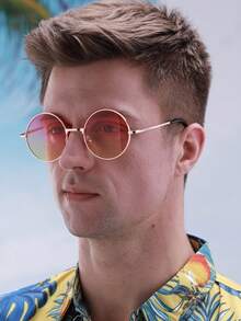 Decorative Round Men's Fashion Glasses - Multicolor - View 8
