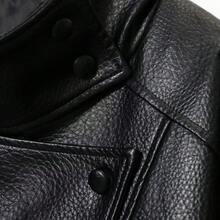Women's Autumn Elegant Street Style Jacket, Asymmetric Button Pocket Long Sleeve Black Loose Fit Zip-Up Slim Jacket - Black - View 8
