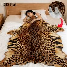 1pc Faux Leopard Print Fur Blanket, Soft & Warm Flannel Throw Blanket For Bed, Sofa, Home Use - Multicolor - View 1