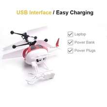 Avión de control remoto en miniatura, avión eléctrico para niños, helicóptero con control por infrarrojos y activación manual, juguete para volar en interiores y exteriores, para niños y niñas, un regalo de cumpleaños. - Rojo - Ver 8