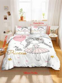 2/3-teiliges süßes Ballerina-Prinzessin-Bettwäsche-Set für Mädchen, rosa Ballon-Polka-Dot-Sterne-Bettbezug-Set, (Twin/Full/Queen/King-Größe) - Verschiedenfarbig - Übersicht 20