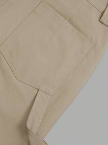 Aflion Women Fall Clothing Khaki Cargo Wide Leg Pants, High Waist Back Pockets Side Tool Pouch Straight Trousers For Streetwear Daily Wear - Khaki - View 4