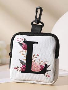 1/2pcs Letter Print Mini Coin Purse, Zipper Closure Small Pouch With Swivel Hook For Earphones Coins Keys Small Items, Can Hang On Backpack - Multicolor - View 16
