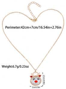 1Pc Christmas Reindeer Shaker Pendant Necklace For Girls, Cute Rudolph Red Nose Shaking Star Confetti Charm Necklace, Xmas Holiday Party Jewelry Gift - Multicolor - View 6