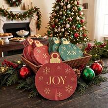 16pcs Christmas Hanging Ball Shaped Napkins, JOY Gold Foil Snowflake Disposable Paper Napkins, Christmas Party Table Decoration - Christmas Style - View 3