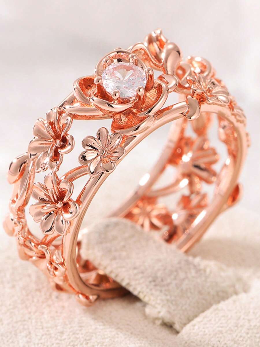 YOYO Women's Floral Vine Sculpture Design Ring - Suitable For Weddings, Parties And Events
