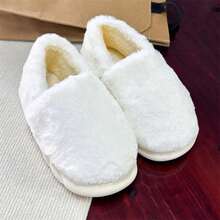 Autumn/Winter New Women's Full-Coverage Thermal Slippers, Fluffy Cloud Thick Sole Design, Skin-Friendly Thermal Lining For Warmth And Heat Retention, Indoor Slippers, Non-Shedding, Machine Washable, Warm Home Winter Shoes Suitable For Outdoor Wear - White - View 3