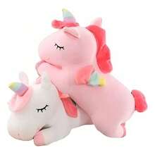 Unicornio Pony De Peluche Arcoiris Tipo Pegaso Almohada 30cm - Rosa - Ver 6