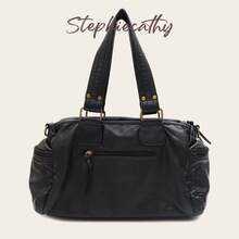 STEPHIECATHY Solid Color Washed Soft PU Faux Leather, Zipper Closure, Multi-Pocket Design, Dual Short Shoulder Straps, Adjustable Waist Belt, Unisex, Retro Casual Practical, Suitable For School & Daily Commute - Black - View 6