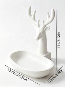 1pc 3D Printed Deer Head Jewelry Tray, Desktop Decor - Multicolor - View 5