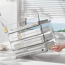 2pcs Stackable Transparent Desktop File Trays, Suitable For School, Office And Home Desktop, Can Store Books, Newspapers And Magazines - Clear - View 3
