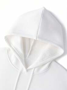 Men's White Vintage Car Print Hoodie, Retro Loose Casual Pullover - White - View 4