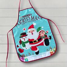 4Pcs Assorted Christmas Cartoon Santa Elf Gift Printed Apron For Holiday Kitchen Baking Family Gathering - Multicolor - View 5