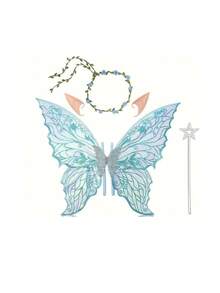 Colorful Laser Double-Layer Butterfly Wings Back Decor, Forest Style Fairy Wings Girl Birthday Party Photo Prop, Halloween Cosplay Fairy Angel Wings Accessory - View 23