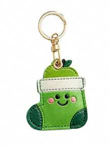 1pc Cute Christmas Socks PU Leather Keychain, Cartoon Fruit Socks Bag Pendant, Backpack Car Key Holiday Key Ring, Christmas Gift - Christmas Stocking - View 13