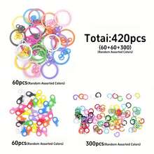 2D Flat Colorful Metal Keychain Accessories Set, Includes Flat Key Rings, Chains, Lobster Clasps And Open Jump Rings, Random Mixed Colors - Multi-color - View 7